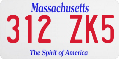 MA license plate 312ZK5