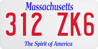 MA license plate 312ZK6
