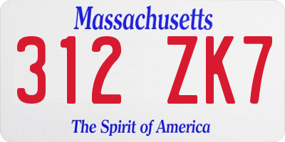 MA license plate 312ZK7