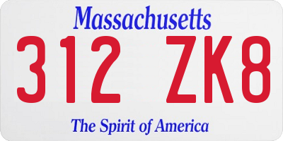 MA license plate 312ZK8