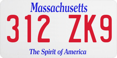 MA license plate 312ZK9