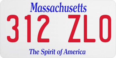 MA license plate 312ZL0