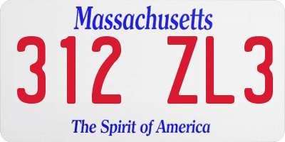 MA license plate 312ZL3
