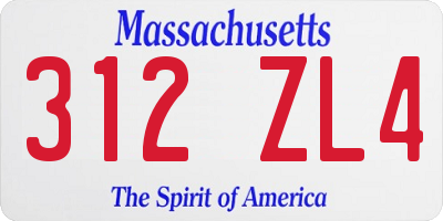 MA license plate 312ZL4
