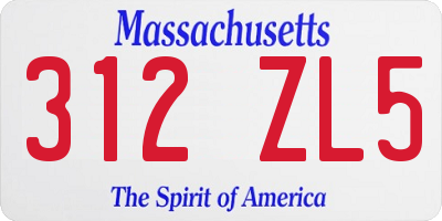 MA license plate 312ZL5