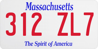 MA license plate 312ZL7