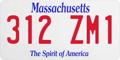 MA license plate 312ZM1