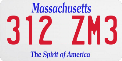 MA license plate 312ZM3