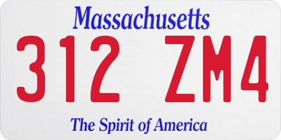 MA license plate 312ZM4