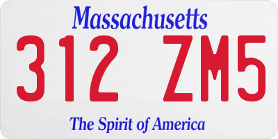 MA license plate 312ZM5