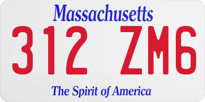 MA license plate 312ZM6