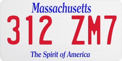 MA license plate 312ZM7