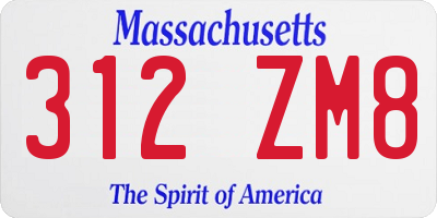 MA license plate 312ZM8