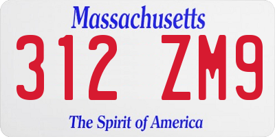 MA license plate 312ZM9