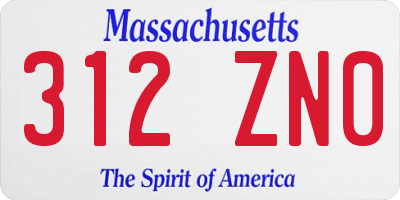 MA license plate 312ZN0