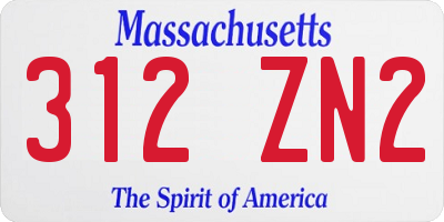 MA license plate 312ZN2