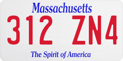 MA license plate 312ZN4