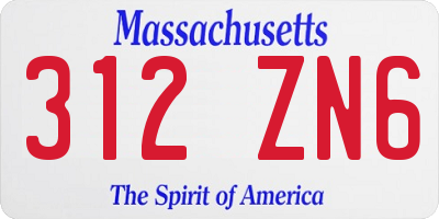 MA license plate 312ZN6