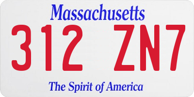 MA license plate 312ZN7