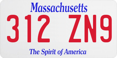 MA license plate 312ZN9