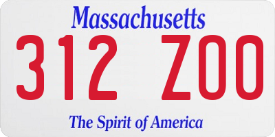 MA license plate 312ZO0