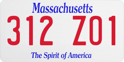 MA license plate 312ZO1