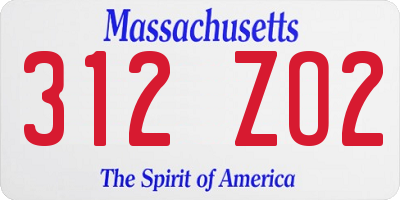 MA license plate 312ZO2