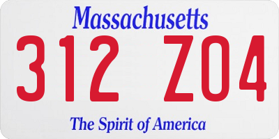 MA license plate 312ZO4