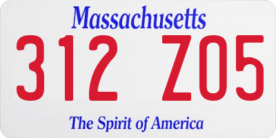 MA license plate 312ZO5