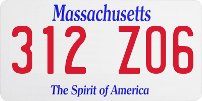 MA license plate 312ZO6