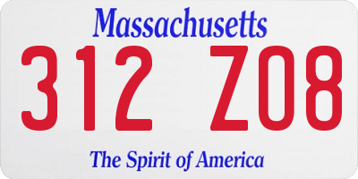 MA license plate 312ZO8