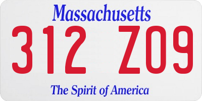 MA license plate 312ZO9