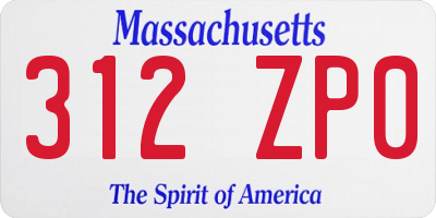 MA license plate 312ZP0
