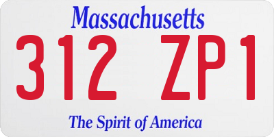 MA license plate 312ZP1