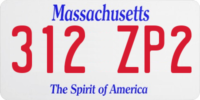MA license plate 312ZP2