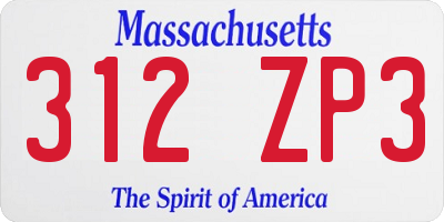 MA license plate 312ZP3