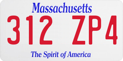 MA license plate 312ZP4