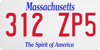 MA license plate 312ZP5