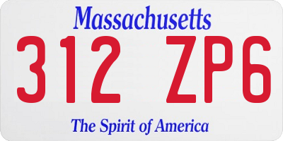 MA license plate 312ZP6