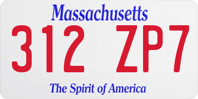 MA license plate 312ZP7