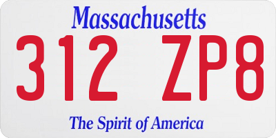 MA license plate 312ZP8