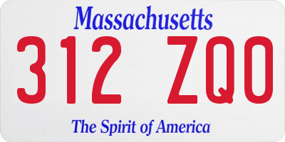 MA license plate 312ZQ0