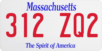MA license plate 312ZQ2