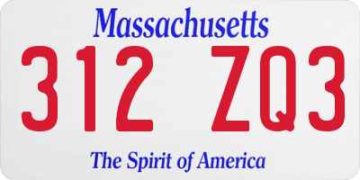 MA license plate 312ZQ3
