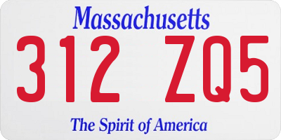 MA license plate 312ZQ5