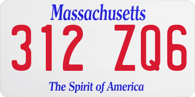 MA license plate 312ZQ6