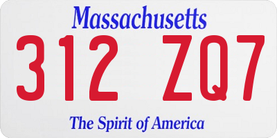 MA license plate 312ZQ7
