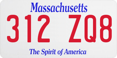 MA license plate 312ZQ8