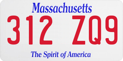 MA license plate 312ZQ9