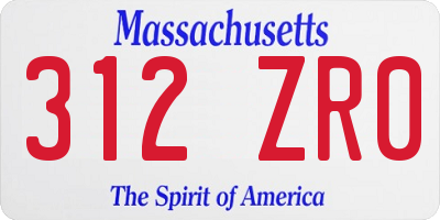 MA license plate 312ZR0